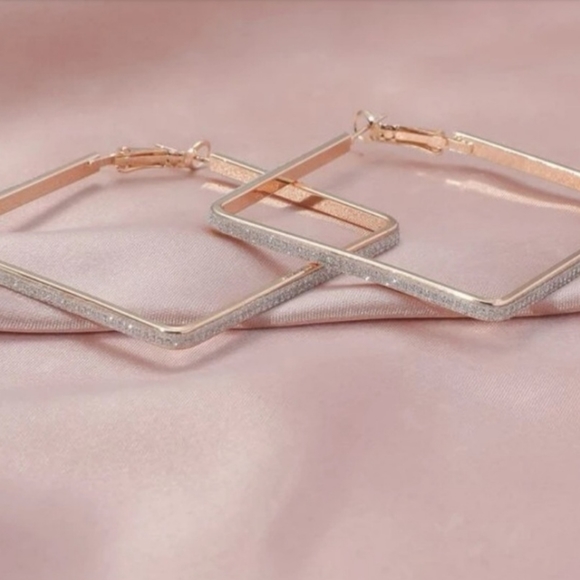 COPY - Gold Glitter Hoop Earrings - Picture 2 of 4